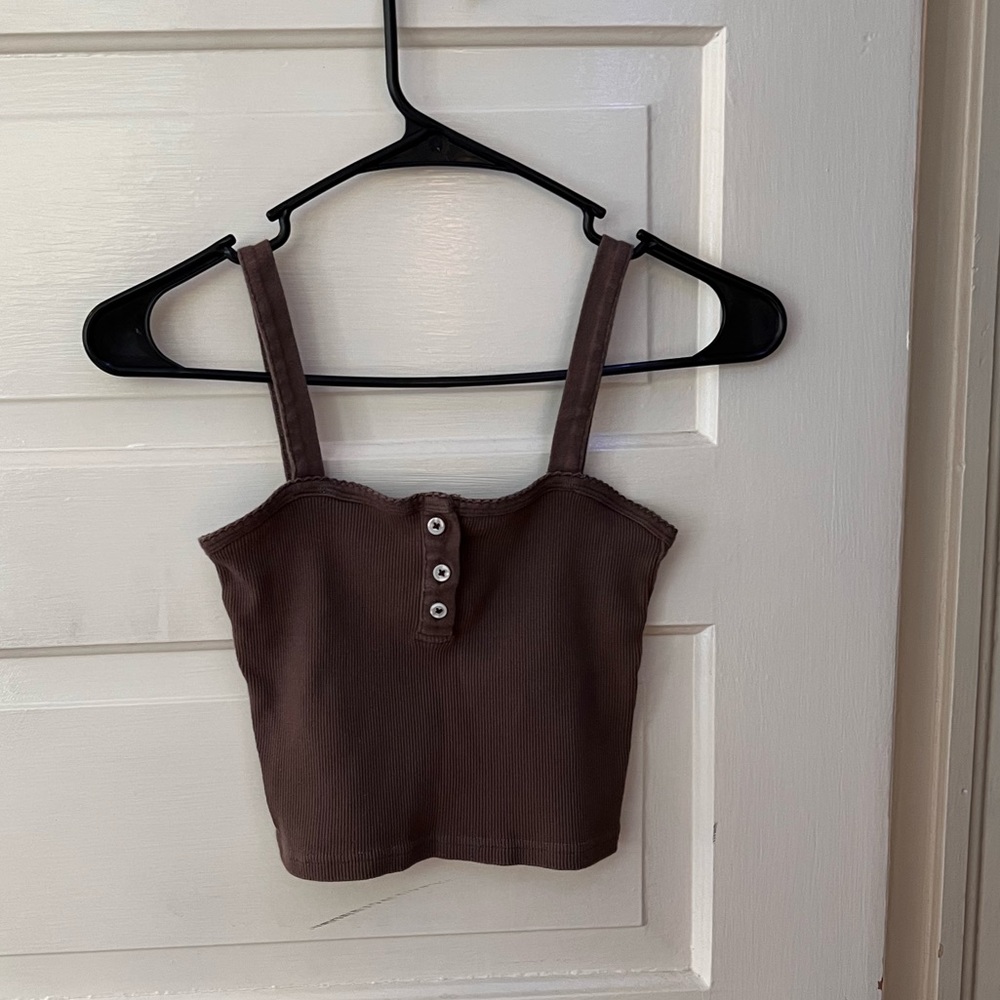 Brandy Melville Brown Ribbed Tank, Small